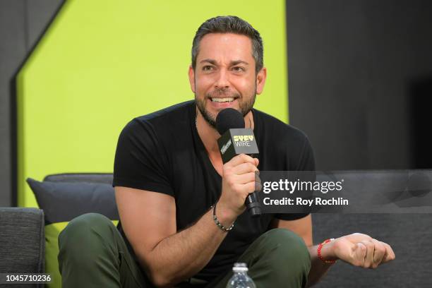 Zachary Levi speaks onstage at Zachary Levi Talks Shazam! during New York Comic Con 2018 at Javits Center on October 4, 2018 in New York City.