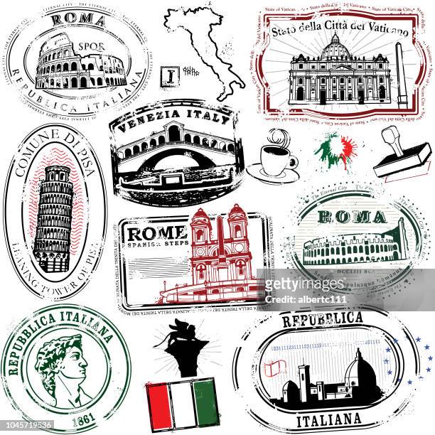 super italienische briefmarken - rom italien stock-grafiken, -clipart, -cartoons und -symbole