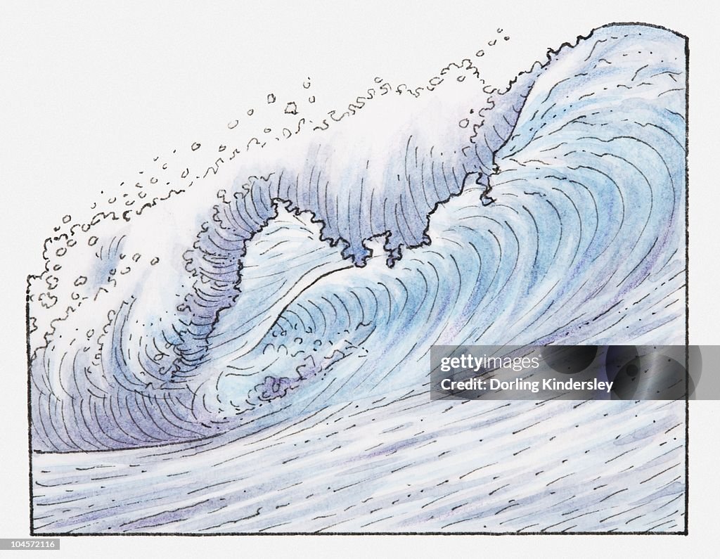 Illustration of waves breaking