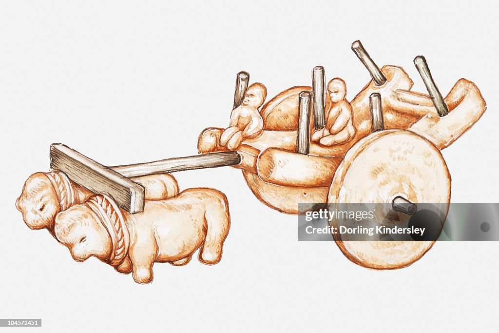 Illustration of Indus child's pottery toy ox cart