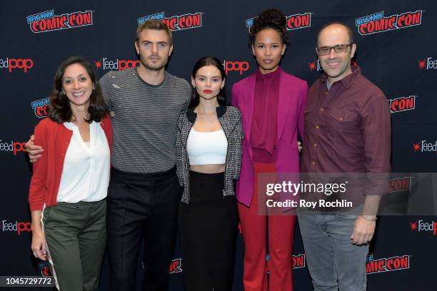 Executive Producer Emily Whitesell, actors Alex Roe, Eline Powell, and Fola Evans-Akingbola and Executive Producer Eric Wald attend the Siren Panel...