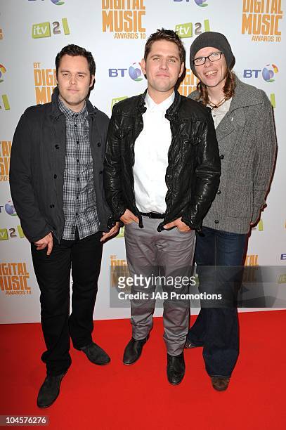Scouting for Girls attends the 'BT Digital Music Awards' at The Roundhouse on September 30, 2010 in London, England.