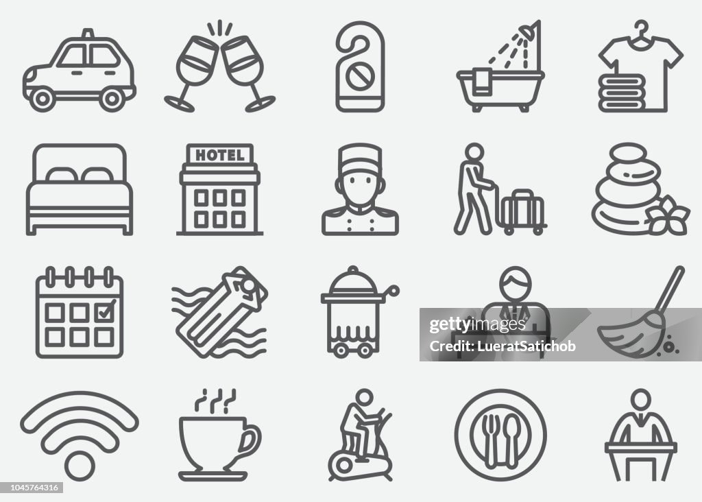 Hotel Services Line Icons