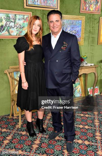 Daniella Garcia-Lorido and Andy Garcia attends the HBO Films' "My Dinner With Herve" Premiere at Paramount Studios on October 4, 2018 in Hollywood,...