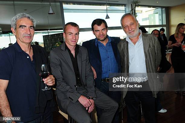 Football coach Raymond Domenech, footballer Matthieu Chalme, actors Clovis Cornillac and Francois Berleand attend the Chateau Connivence 2008 Pomerol...