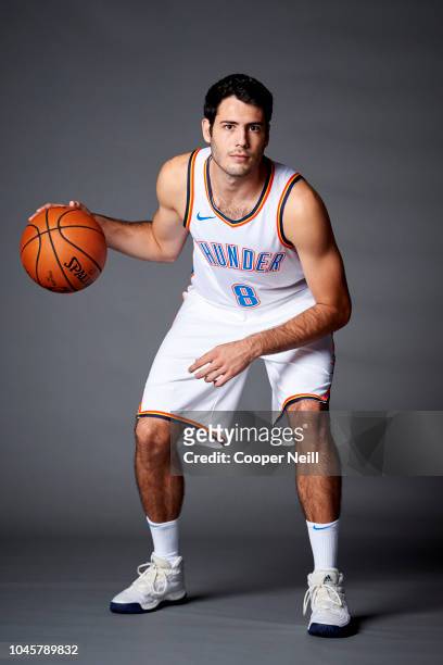 Alex Abrines of the Oklahoma City Thunder poses for a photo during media day at the Chesapeake Energy Arena on September 24, 2018 in Oklahoma City,...