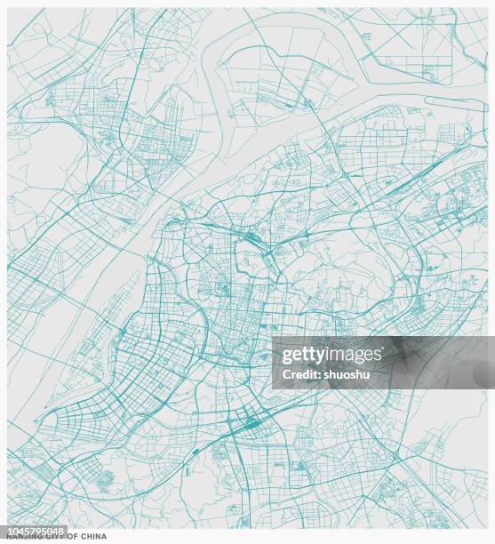 structure line map of nanjing city,china - nanjing stock illustrations