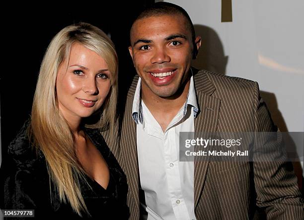 Bryan Habana and wife Janine Habana attend the seasonal launch of the Summer 2010 St Yves Beach Club on September 30, 2010 in Cape Town, South Africa.