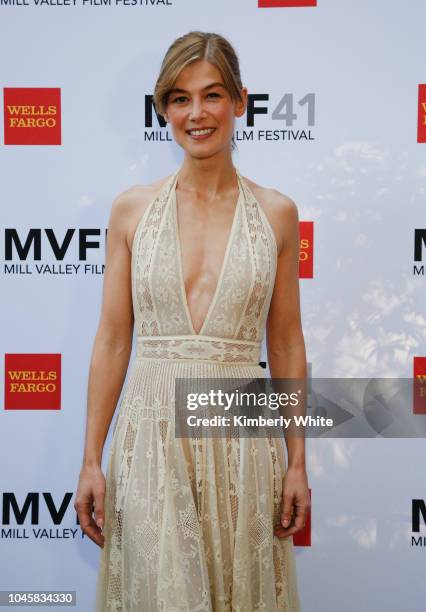 Rosamund Pike attends the 41st Mill Valley Film Festival - Opening Night Gala Premieres Of "Green Book" And "A Private War" at The Outdoor Art Club...