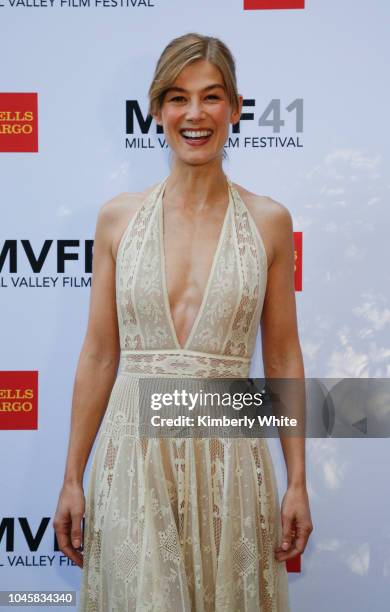 Rosamund Pike attends the 41st Mill Valley Film Festival - Opening Night Gala Premieres Of "Green Book" And "A Private War" at The Outdoor Art Club...
