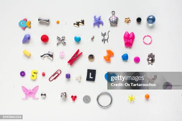 collection of little tiny objects knolling - smaller organ stock pictures, royalty-free photos & images