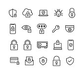 Set of Security ,Protection , Related Vector line icons Editable Stroke. 48x48 Pixel Perfect.