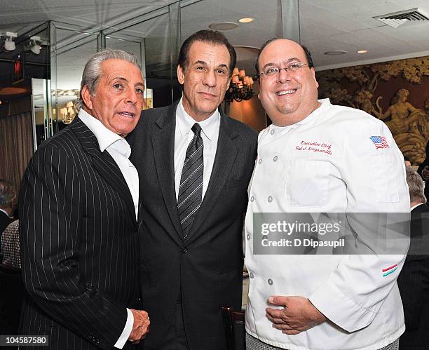 Actor Gianni Russo, actor Robert Davi, and executive chef and co-ower of Patsy's Sal Scognamillo attend the Sinatra Family Estates Wine Dinner at...