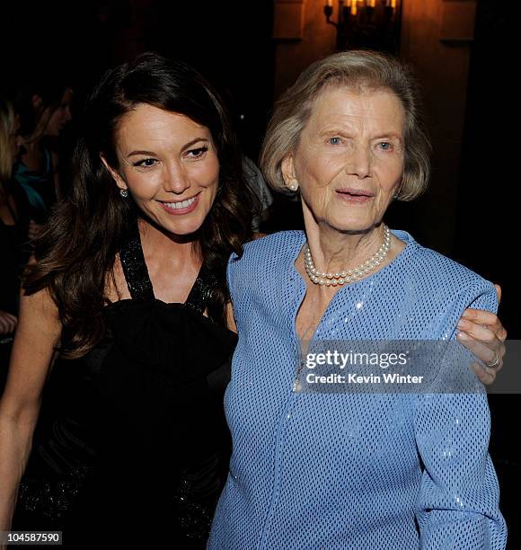 Actress Diane Lane and Secretariat's former owner sportswoman Penny Chenery pose at the after party for the premiere of Walt Disney Pictures'...