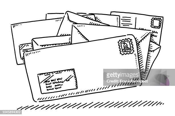 stockillustraties, clipart, cartoons en iconen met brieven mail symbool tekening - envelope