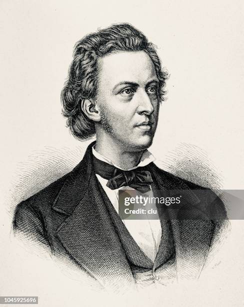 portrait of frederic chopin, frernch composer, 1810-1849 - frederic chopin stock illustrations