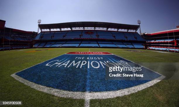 General views of the stadium during the Rugby Championship South African Springboks captain's run at Loftus Versfeld Stadium on October 5, 2018 in...