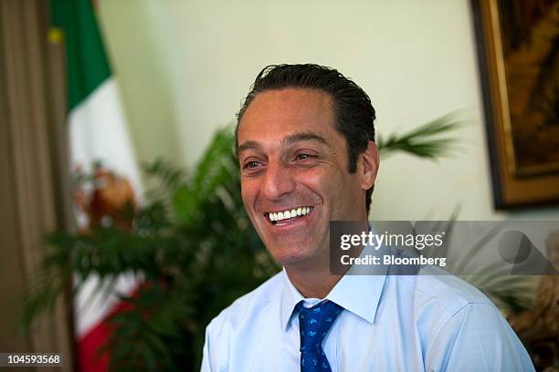 Carlos Slim Domit, chairman of Telefonos de Mexico SAB and Grupo Carso SAB, speaks during an interview in Mexico City, Mexico, on Monday, Sept. 20,...