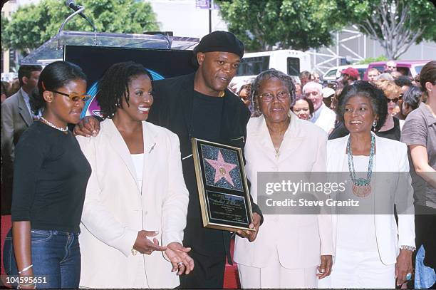 Samuel L. Jackson and family during Samuel L. Jackson Honored with a Star on the Hollywood Walk of Fame at Hollywood Boulevard in Hollywood,...