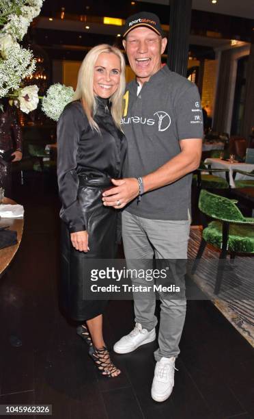 Patricia Schulz and her husband Axel Schulz attend the charity event PLACE TO B Playing for Charity at Restaurant GRACE on October 4, 2018 in Berlin,...