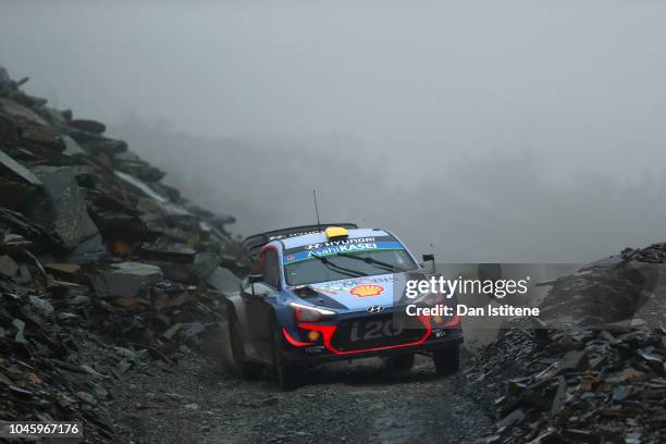 Andreas Mikkelsen of Norway and Hyundai Shell Mobis WRT drives with co-driver Anders Jaeger-Syneevaag of Norway during the Shakedown on day one of...