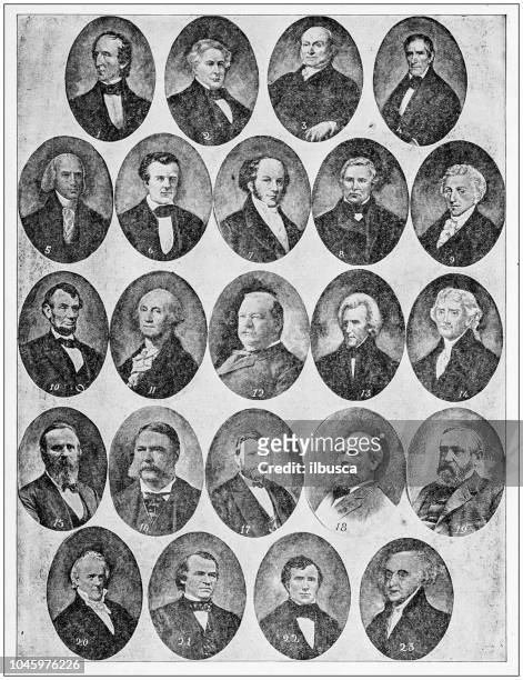 antique photograph: presidents of the usa - us president stock illustrations