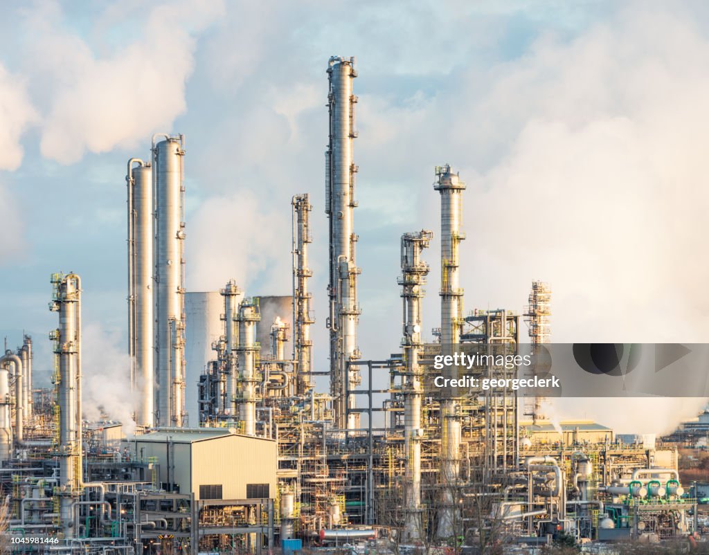 Modern Oil Refinery Towers