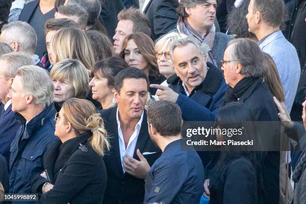 Dany Brillant, Antoine Dulery and Michel Leeb attend the national tribute to Charles Aznavour at Les Invalides on October 5, 2018 in Paris, France....