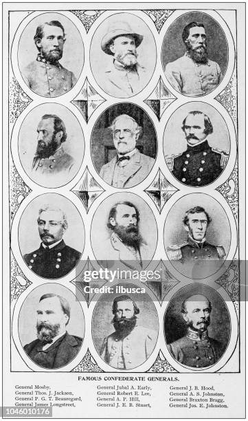 antique photograph: confederate generals - archival images stock illustrations