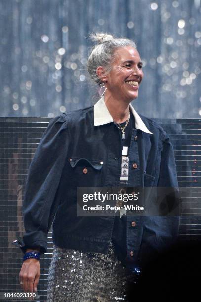 Fashion designer Isabel Marant walks the runway during the Isabel Marant show as part of the Paris Fashion Week Womenswear Spring/Summer 2019 on...