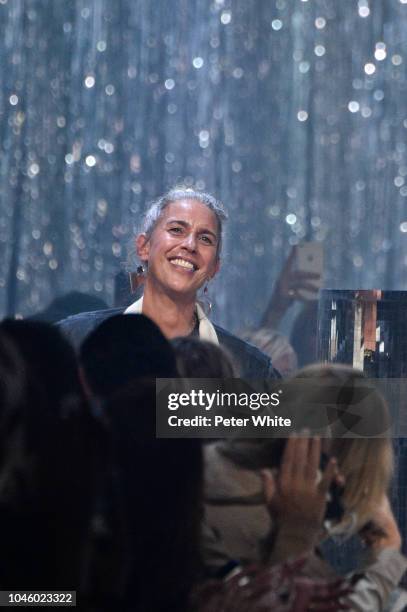 Fashion designer Isabel Marant walks the runway during the Isabel Marant show as part of the Paris Fashion Week Womenswear Spring/Summer 2019 on...