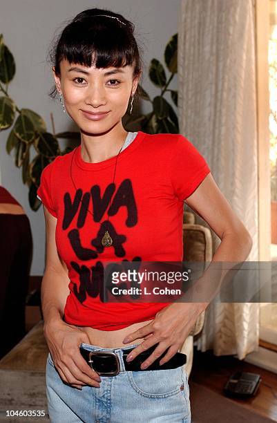 Bai Ling enjoying a "day of indulgences" in the Juicy Couture suite at the Chateau Marmont in Hollywood.