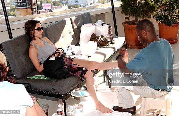 China Chow enjoying a "day of indulgences" in the Juicy Couture suite at the Chateau Marmont in Hollywood.