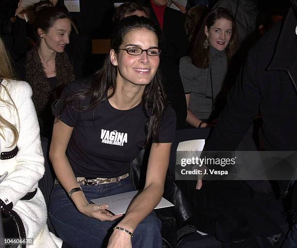 Angie Harmon during Fashion Week - Luca Luca Fall/Winter 2001 Collection at Bryant Park in New York City, New York, United States.