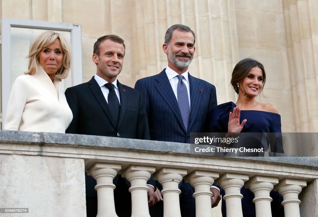 King Felipe Of Spain And Queen Letizia of Spain Attend The "Miro, La Couleur Des Reves" Exhibition At Grand Palais in Paris