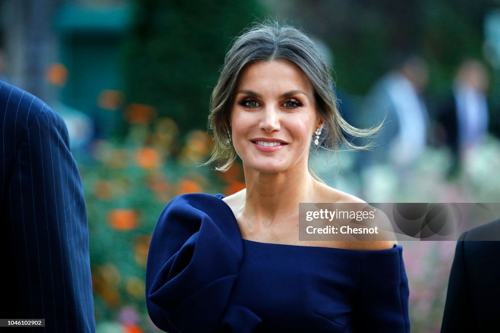 King Felipe Of Spain And Queen Letizia of Spain Attend The "Miro, La Couleur Des Reves" Exhibition At Grand Palais in Paris