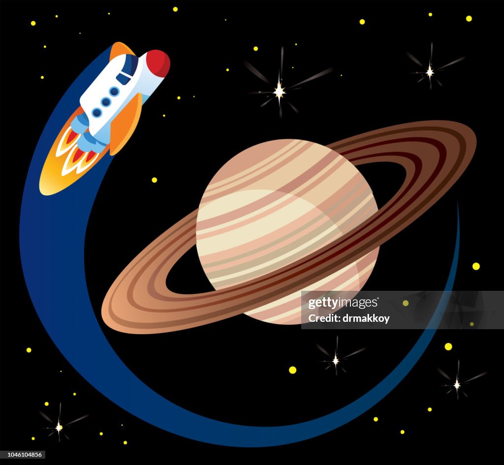 Saturn and Space Ship