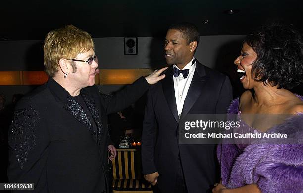 Sir Elton John, Denzel Washington and wife Pauletta Pearson