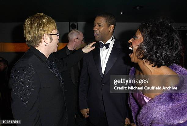 Sir Elton John, Denzel Washington and wife Pauletta Pearson