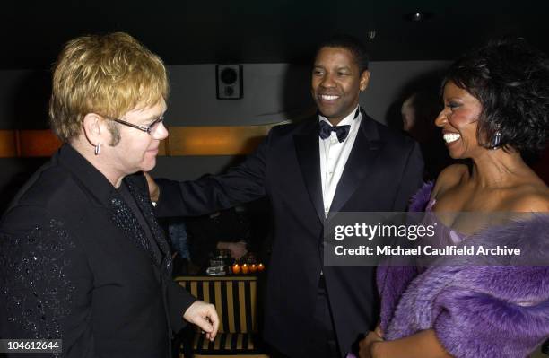 Sir Elton John, Denzel Washington and wife Pauletta Pearson