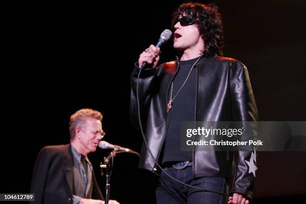 Ian Astbury and Ray Manzarek during The Doors perform live at the Universal Amphitheater at Universal Amphitheater in Universal City, CA, United...