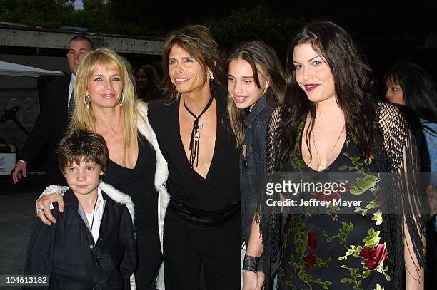 Steven Tyler & son Taj, wife Teresa & daughters Chelsea & Mia Tyler