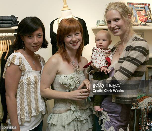 Genie Lee, Coryn Madley and Kirsty Hume during Madley Trunk Show at Satine Hosted by Zink Magazine at Satine in Los Angeles, California, United...