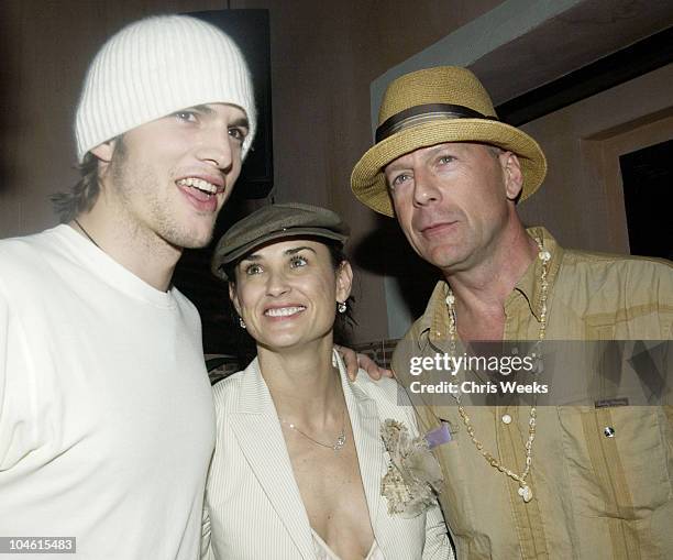 Ashton Kutcher, Demi Moore and Bruce Willis during The Spider Club at the Avalon Hollywood Hosts Bruce Willis' 49th Birthday Party at The Spider Room...