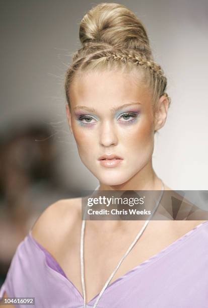 Model wearing Rojas Spring 2005 during Mercedes-Benz Spring 2005 Fashion Week at Smashbox Studios - Rojas - Runway at Smashbox Studios in Culver...