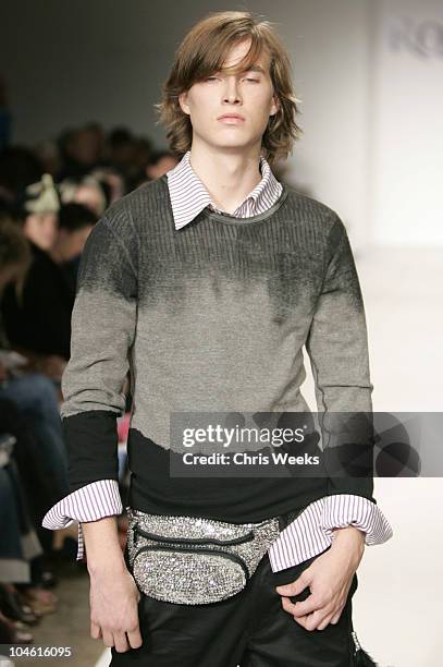 Model wearing Rojas Spring 2005 during Mercedes-Benz Spring 2005 Fashion Week at Smashbox Studios - Rojas - Runway at Smashbox Studios in Culver...