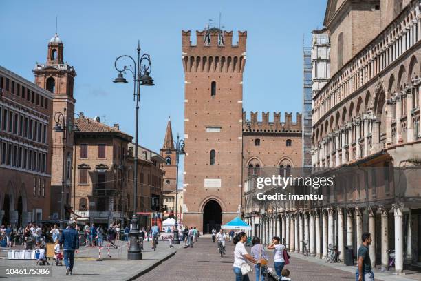 medieval square trento-trieste in ferrara, italy - ferrara stock pictures, royalty-free photos & images