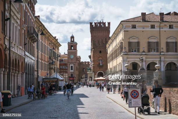 medieval square trento-trieste in ferrara, italy - ferrara stock pictures, royalty-free photos & images