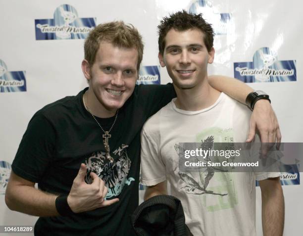 Jonathan Jaxson and Justin Berfield during Vote For Pedro After Party to Benefit Victims of Hurricane Katrina in Jacksonville, Florida, United States.