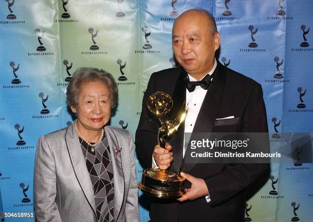 Sadako Ogata and Katsuji Ebisawa, NHK president, Directorate Award winner
